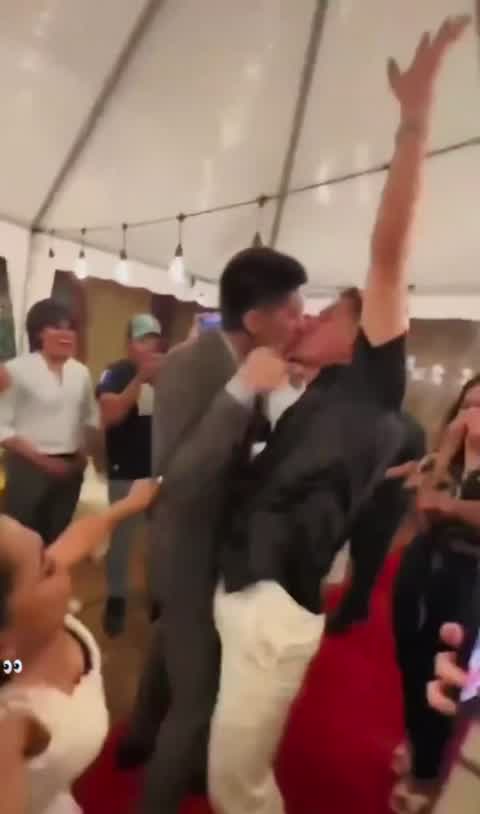 Thumbnail for the man in the black shirt just getting married & his friend randomly kissing him will always be INSANE to me😭😭😭
